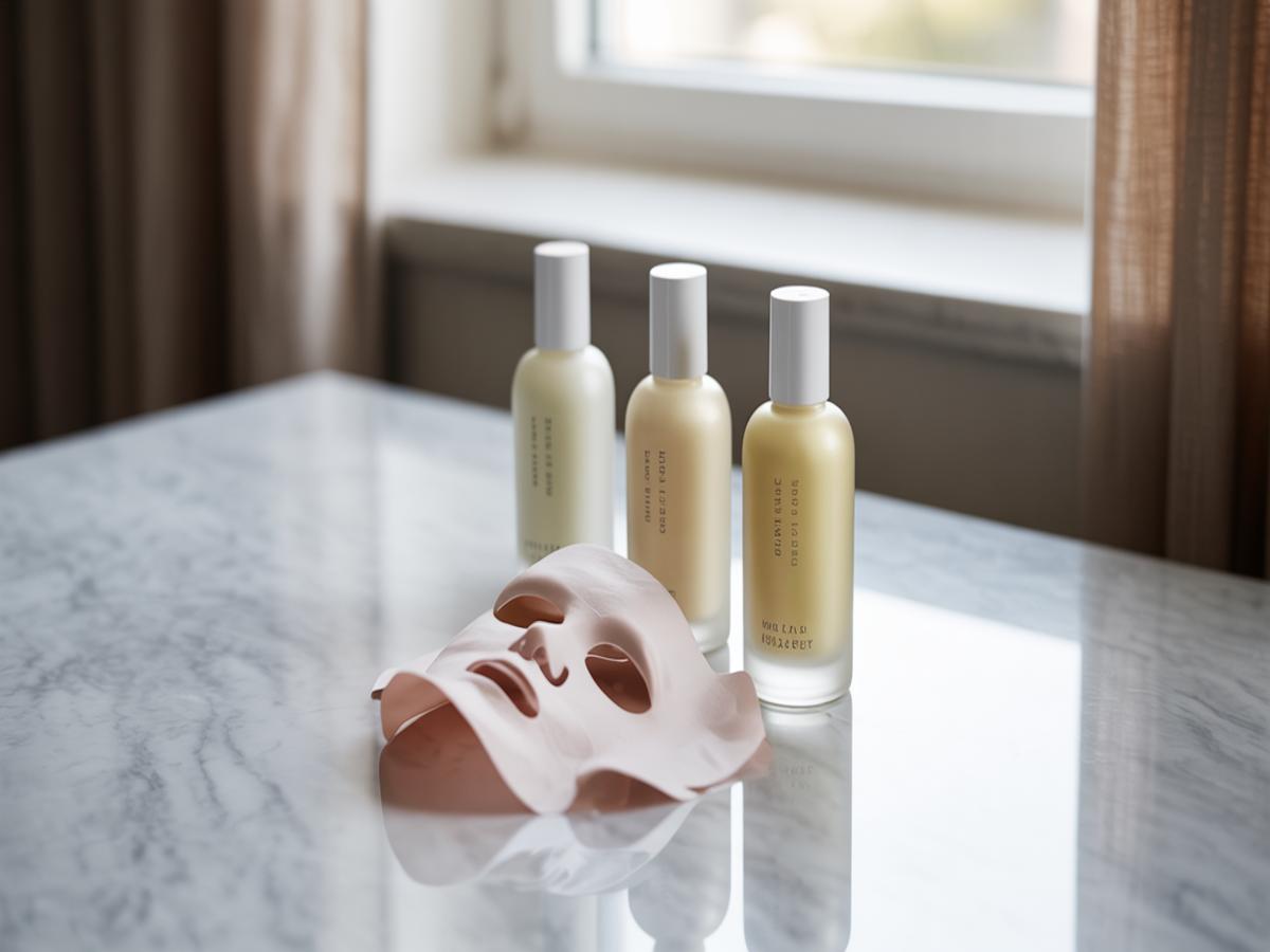 Minimal beauty routine setup connected to Glass Skin Mask