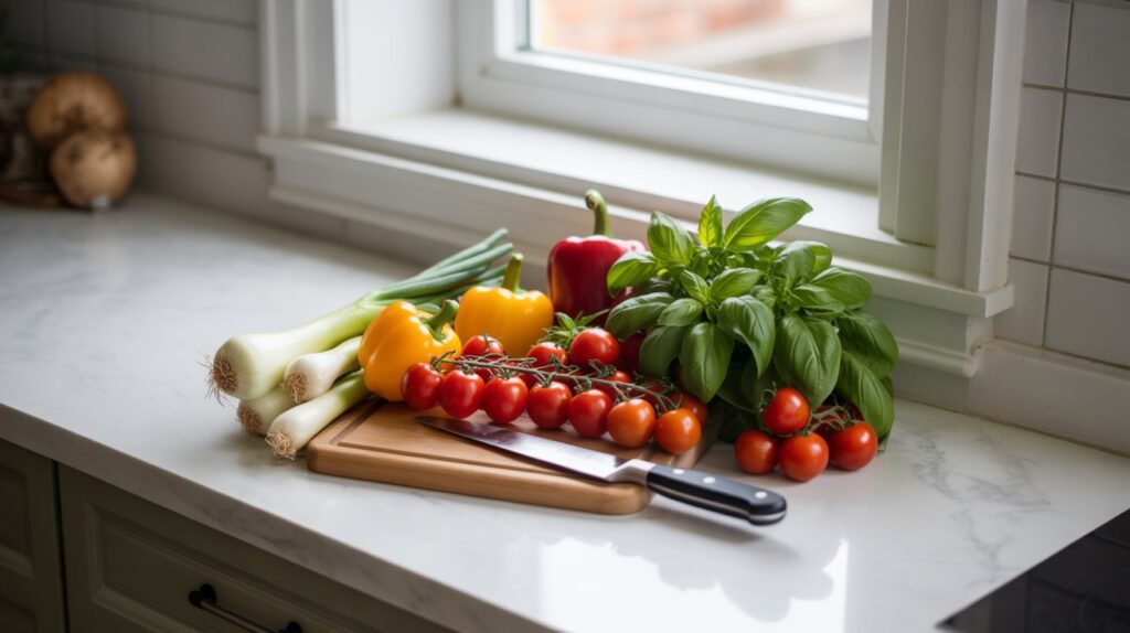 Fresh ingredients prepared for a recipe related to simple healthy cooking